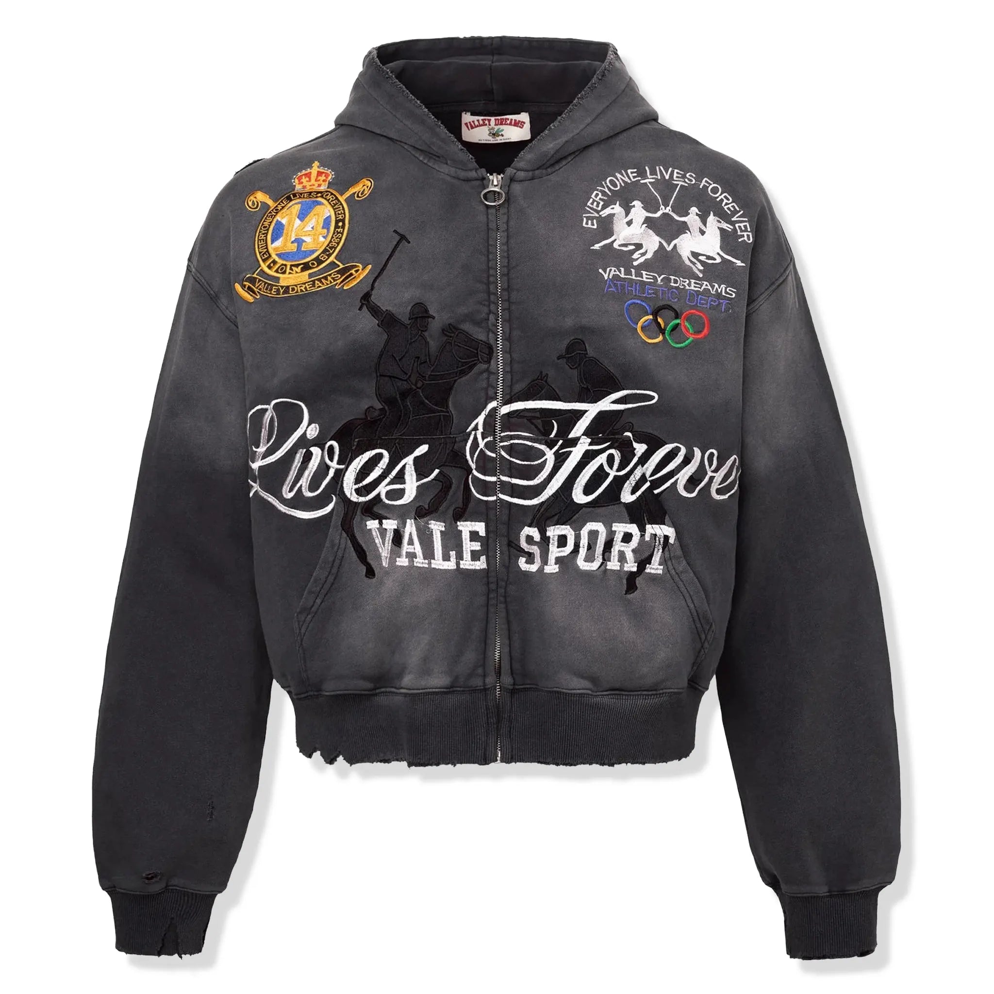 Front View of Vale Forever Valley Dreams Blackrock Zip-Up Hoodie
